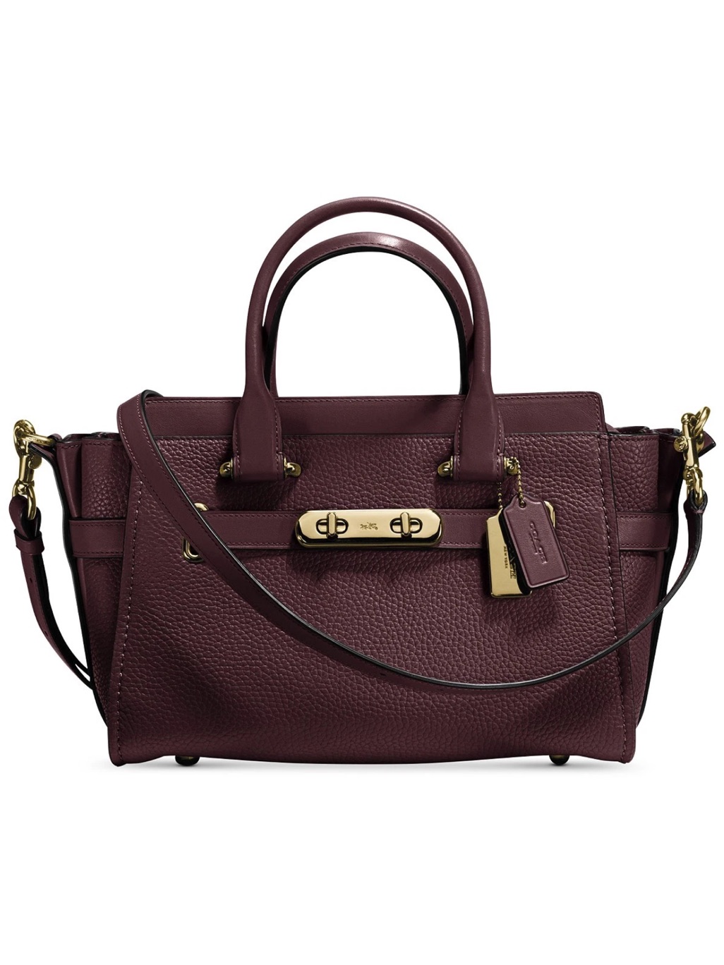 Coach Vintage Y2k Oxblood Pebble Leather Swagger 27 Crossbody Handbag $450